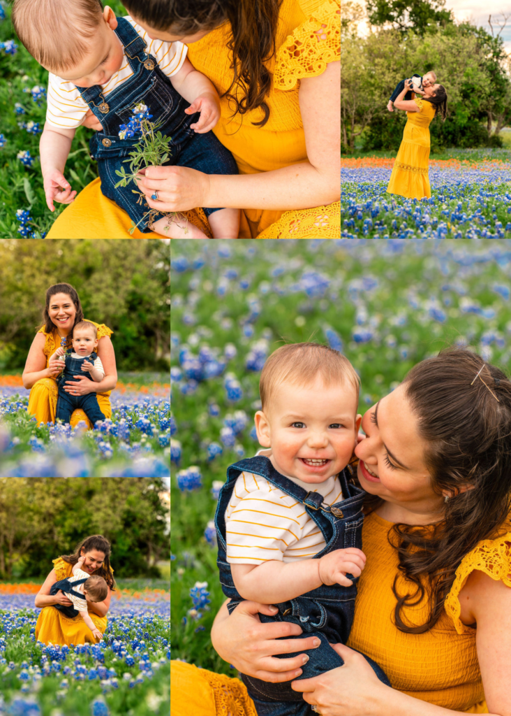 Bluebonnet mom and son photos