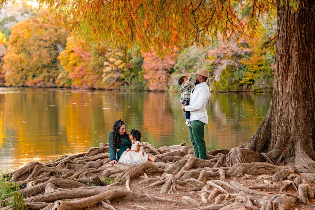 Fall family photos at Red Bud Isle in Austin