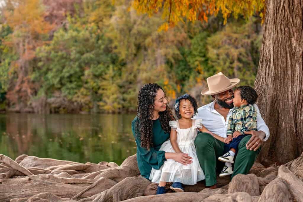 Fall family photos at Red Bud Isle in Austin
