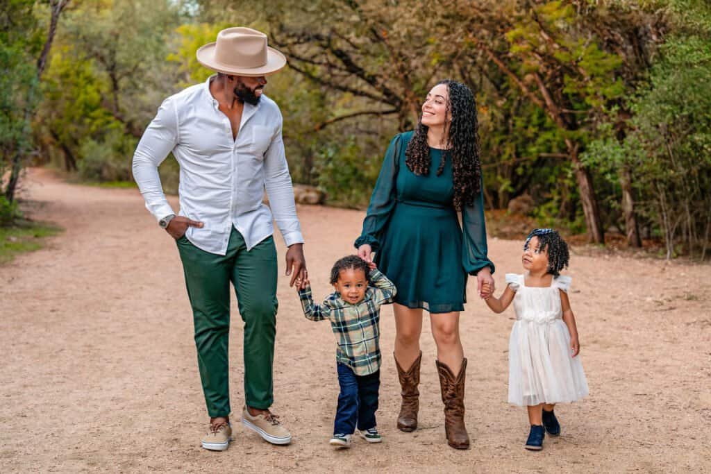 Fall family photos at Red Bud Isle in Austin