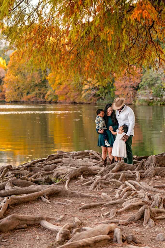 Fall family photos at Red Bud Isle in Austin