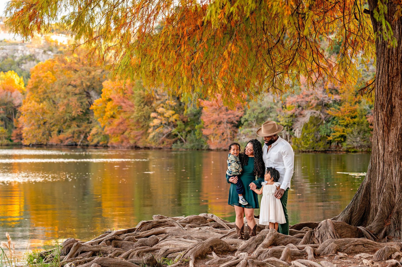 Fall family photos at Red Bud Isle in Austin