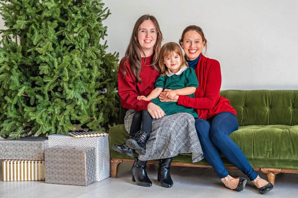 Mom, Grandma, and daughter Christmas photos at The Lumen Room Austin studio